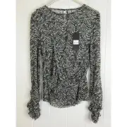 Free People x One Teaspoon Ruffle Party Longsleeve Top - Interference Size Med