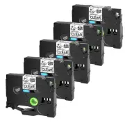 5PK TZe111 TZ-111 Compatible Brother P-Touch Label Tape Black On Clear 0.23''