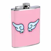 Angel Wings Em1 Flask 8oz Stainless Steel Hip Drinking Whiskey