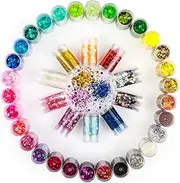 Chunky Glitter, 40 Jars 0.21oz Each Glitter Set, 40 Assorted Color Body Makeup, for Resin, Arts and Craft Supplies