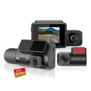Elinz 3 Channel Dash Cam 4K+1080P+2K Three Way WiFi GPS Night Vision Supercapacitor Sony Starvis Car DVR 32GB U3 Card