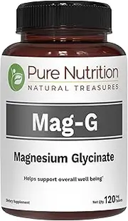Pure Nutrition MagG - Magnesium glycinate supplement for Men and Women | High absorption magnesium supplement to support Nerve, Muscle, Bone & Heart Health| 200mg elemental magnesium | 120 Veg Tabs