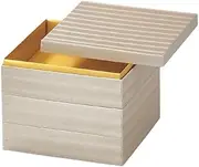 J-Kitchens Excursion Lunch Box, Made in Japan, 3-Tier, 7 Size, Japanese Paper, Small Wave White, 8.7 x 8.7 x 6.9 inches (22.0 x 22.0 x 17.6 cm)