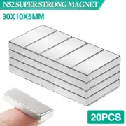 Super Strong Magnet Block Rare Earth Cuboid Neodymium 30x10×5mm N52 Magnet 20PCS