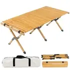 Portable Folding Camping Table Bamboo Roll Up Outdoor Picnic BBQ Desk Beach