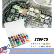 220 pc Mini Blade Fuse Assortment Auto Car Motorcycle SUV Fuses ATM APM Kit