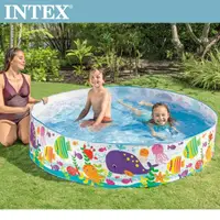 在飛比找momo購物網優惠-【INTEX】免充氣海洋世界幼童戲水游泳池183x38cm 