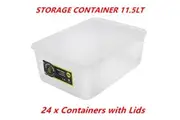 24 x 11.5L Rectangle Stack-able Plastic Food Storage Container Box Lid BPA Free WMCV