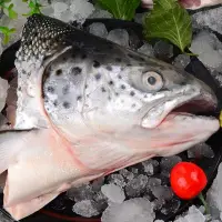 在飛比找蝦皮購物優惠-挪威現撈等級冰鮮鮭魚頭 1kg剖半 整顆真空包裝處理