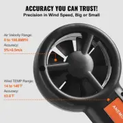 Digital Handheld Anemometer Wind Speed Temperature Meter with LED Display for
