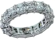 [HEARTS AND YOU] 4ct Asscher Cut Moissanite Full Eternity Women Wedding Band White Gold Plated