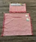 NewRed & White Pin Stripe 100% Cotton 13in x 68 Table Runner & 2 Placemats Set