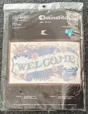 Vtg Charmin Ann Benson WELCOME 35-9 Chainstitching Embroidery Kit 20" x 12 1980s