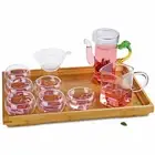 Heat Resistant Gongfu Tea Set -1*Teapot+1*Strainer+1*Pitcher+6 pcs Cup+1*Tray