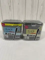 DAISO Black Cotton Swabs Paper axis for Ear Cleaning 180 spiral sticks set of 2