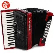 Hohner Chromatic Piano Accordion Bravo III 96, Pearl Red, with Gig Bag & Straps