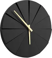 Driini Staircase Modern Wall Clock - Unique 10.5 in. Frameless Concrete Design - Contemporary, Minimalist Decor; No Numbers - Silent Battery Operated Clocks with Decorative Wooden Hands; Black
