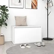 White Engineered Wood Hall Bench 80x40x45 cm, Ample Storage with Easy-Sliding Drawer, Stylish Modern Design for Living Space, Durable and Easy to Clean