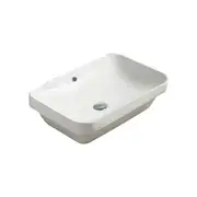 605*405*155mm Poseidon PI6040 Gloss White Ceramic Rectangle With Overflow Insert Basin