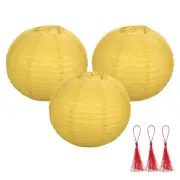 3 Pcs Yellow Round Paper Lanterns 14 Inch Paper Lantern Party Decorations