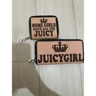 美國Juicy Couture 粉色絨布皮夾 長夾 短夾