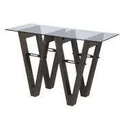 46 Clear and Gray Brown Glass Abstract Console Table