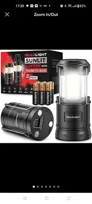 Sunlit Camping Lantern - 2 Portable, LED Battery Powered Lamp Lights with...