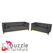 Calvin Lounge Suite 2pc in Storm Grey colour with Aniline Faux Leather