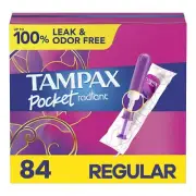 Tampax Pocket Radiant Tampons 84ct Leak and Odor Free Compact Protection