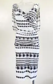 CHARLIE BROWN Dress Womens 8 Bodycon Faux Wrap Cape Made in Australia Mob Wife