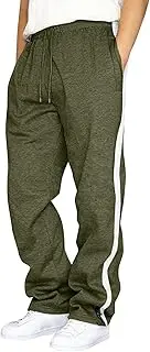 Mens Sweatpants Casual Color Block Side Stripe Sweatpants Drawstring Waist Open Bottom Lounge Pants with Pockets