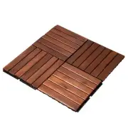 Unbranded Patio Furniture 12"X12" Square Acacia Wood Interlocking Flooring Tiles