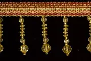 Beaded FRINGE Trim for DRAPERY and UPHOLSTERY in (Antique Gold/Red) Per Yard