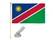 5' Wooden Flag Pole Kit W/ Nylon White Bracket 3x5 Namibia Country Poly Flag