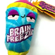 BARK BOX | NEW Squeezy Brain Freezer Medium Plush Dog Toy Floats Sponge Squeaks