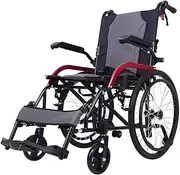 Aluminium Alloy Folding Manual Wheelchair with Handbrake and Adjustable Armrests All Terrain Travel Wheelchair for Elderly, Support 220 Lbs