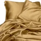 New Ivory & Deene Gold King Size Satin Sheet Set 4pc Bed Linen Silk Feel Luxury