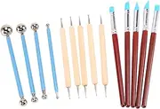Tuperoymse 14PCS Polymer Pottery Clay Sculpting Modelling Sit Ball Stylus Nail Art Dotting Tools Rubber Tipped Ceramic Carving Kit for DIY Painting Rocks Embossing Sculpture Beginners