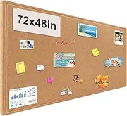 Large Bulletin Board, Foldable 72x48 Inches Cork Board Alternative, Large Felt Board Decorative Pin Board for Wall, Foldable Photo Board Self-Adhesive Vision Board with 36 Pushpins Brown