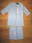 NWT Ellen Tracy Linen Top Blouse and Linen Skort Set Size Small Color Chambray