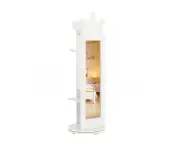 Costway 3-in-1 Armoire Rotating Mirror Jewelry Cabinet w/Clothes Rack Dressing Storage Organizer White