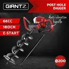 Giantz Post Hole Diggers 66CC Petrol Digger Drill Fence Extension Auger Bits