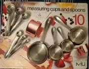 MIU Copper Plated & Stainless-Steel Measuring Cups & Spoons-10 Piece Set - NEW