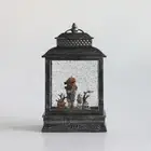 10" Scarecrow Lantern Warm White LED Water Spinning Glitter Halloween Decor