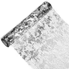 Silver Black Table Runner Roll 11.4" x 30Ft Sequin Foil Mesh Table Runner