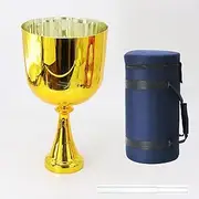 Handheld Crystal Chalice, 7 Inch 432Hz Electroplated Golden Quartz Singing Bowl, Acrylic Striker, For Yoga Meditation, Sound Healing, With Carry Case(C Note)
