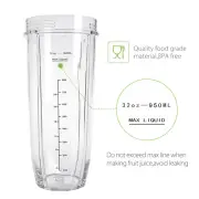 Replacement Accessories 32OZ Cup w/ scale for Nutri Ninja Auto IQ Bullet Blender