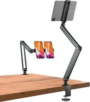 Tablet Stand for Desk, Aluminum Alloy Foldable Tablet Arm Mount Holder, 2 Clamps 360° Adjustable Compatible with iPad Pro/Air/Mini, iPhone,Samsung Galaxy Tabs,Kindle,4-13" Device