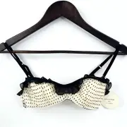 Sass & Bide for Lovable Bra Sz 12B Butter Noir Polka Dot Ruffle Silk Blend New