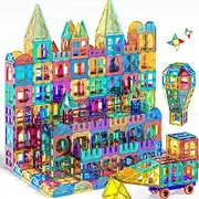 JUKUDAHU 80 PCS Magnet Building Tiles Toys for Kids 3 4 5 6 7 8 Year Old - 3D Magnets Puzzles Stacking, Magnetism Building Blocks Sets for Perschool Learning, Imaginative Playset for Ages 3-5 4-8
